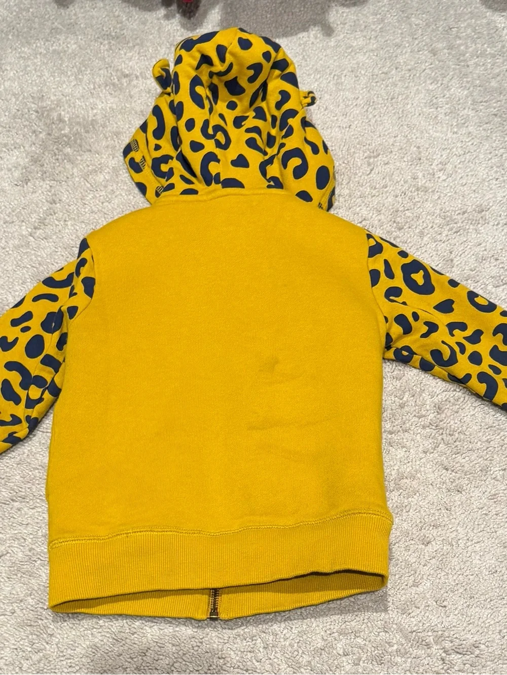 Mini Boden Mustard Yellow Leopard Hooded Zip Jacket 3-4y